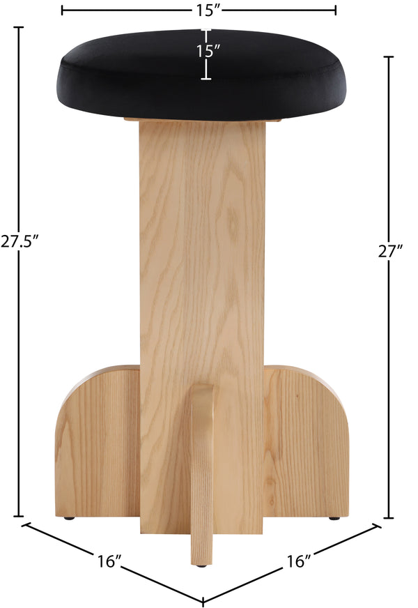 Wyatt Black Velvet Stool 717Black-C Meridian Furniture