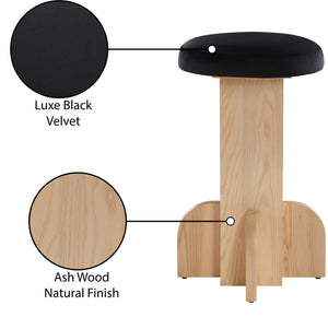 Wyatt Black Velvet Stool 717Black-C Meridian Furniture