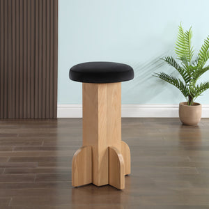 Wyatt Black Velvet Stool 717Black-C Meridian Furniture