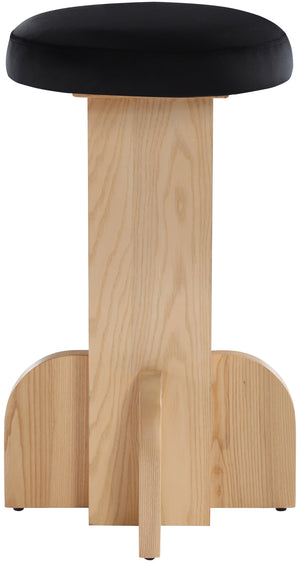 Wyatt Black Velvet Stool 717Black-C Meridian Furniture