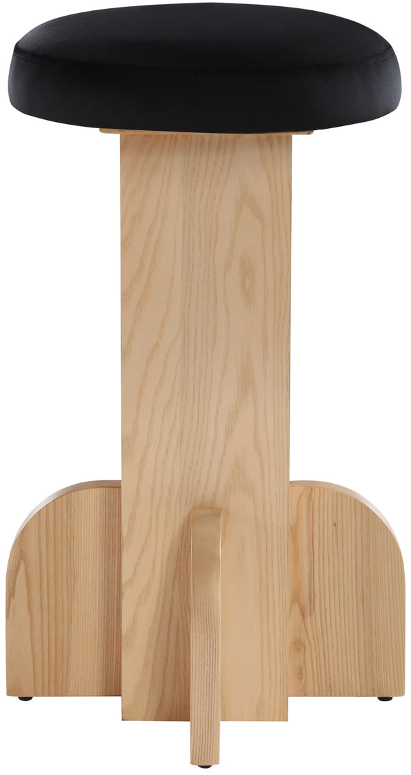 Wyatt Black Velvet Stool 717Black-C Meridian Furniture