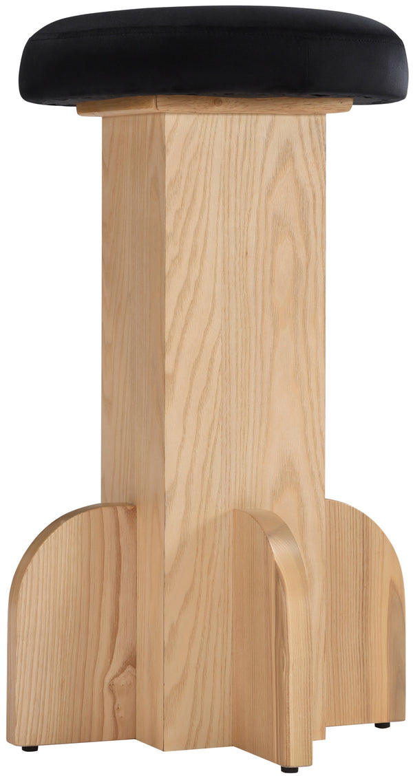 Wyatt Black Velvet Stool 717Black-C Meridian Furniture