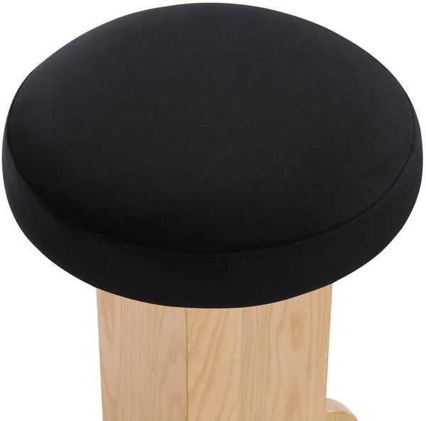 Wyatt Black Velvet Stool 717Black-C Meridian Furniture