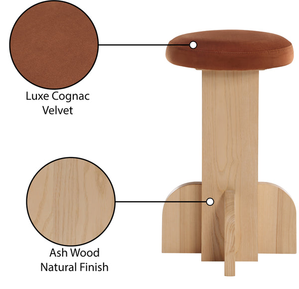 Wyatt Cognac Velvet Stool 717Cognac-C Meridian Furniture