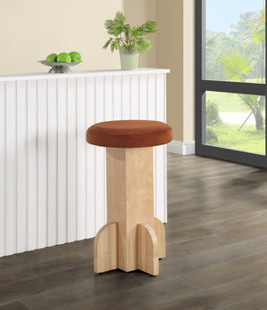 Wyatt Cognac Velvet Stool 717Cognac-C Meridian Furniture