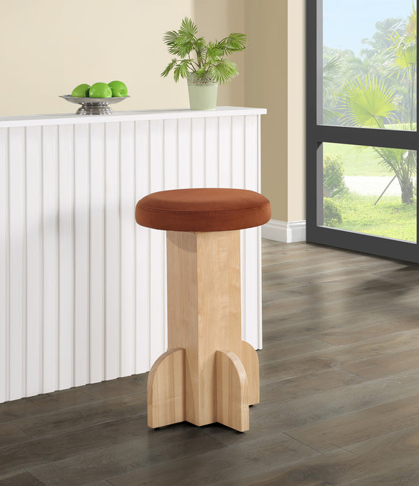Wyatt Cognac Velvet Stool 717Cognac-C Meridian Furniture