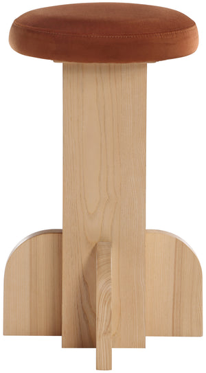 Wyatt Cognac Velvet Stool 717Cognac-C Meridian Furniture