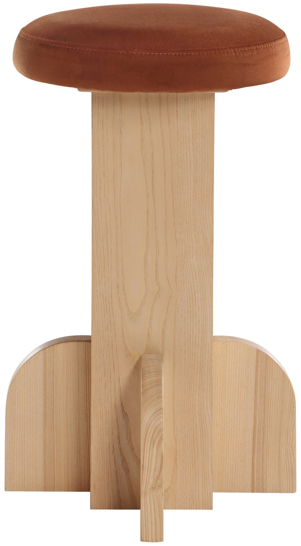 Wyatt Cognac Velvet Stool 717Cognac-C Meridian Furniture