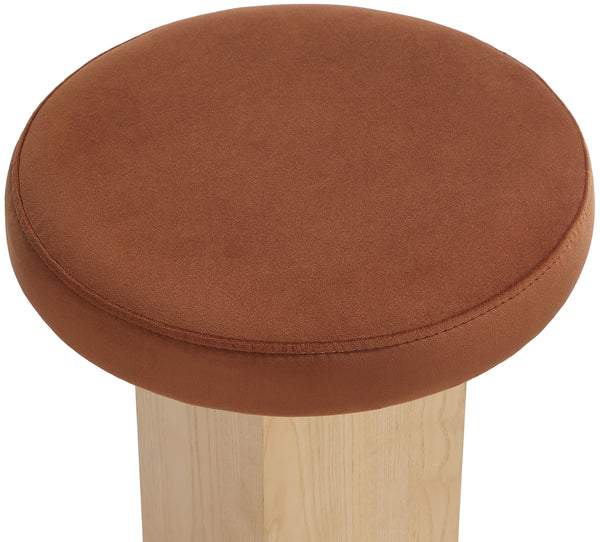 Wyatt Cognac Velvet Stool 717Cognac-C Meridian Furniture