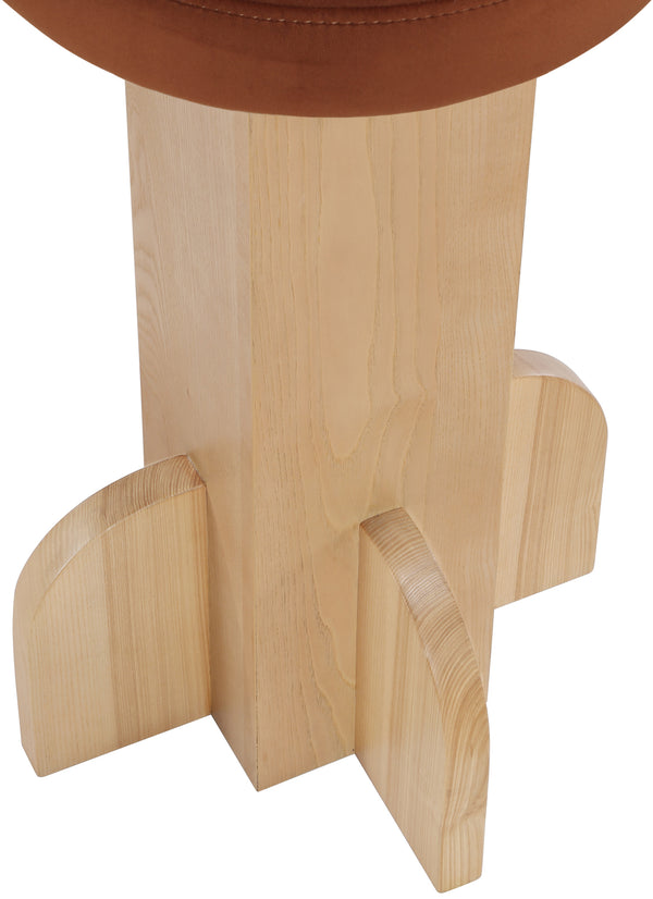 Wyatt Cognac Velvet Stool 717Cognac-C Meridian Furniture