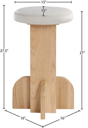 Wyatt Cream Velvet Stool 717Cream-C Meridian Furniture