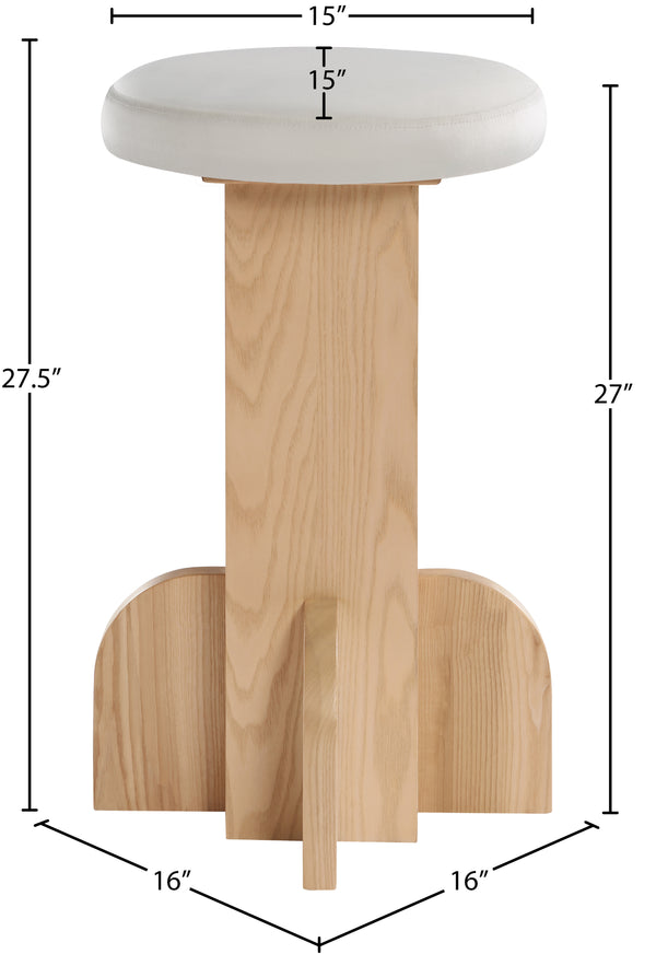 Wyatt Cream Velvet Stool 717Cream-C Meridian Furniture