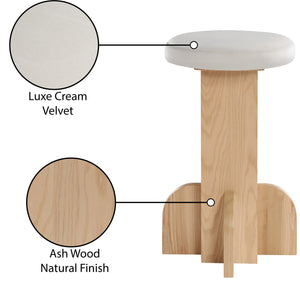 Wyatt Cream Velvet Stool 717Cream-C Meridian Furniture