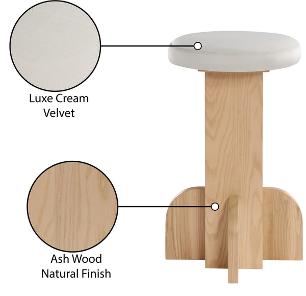 Wyatt Cream Velvet Stool 717Cream-C Meridian Furniture