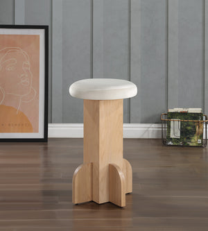 Wyatt Cream Velvet Stool 717Cream-C Meridian Furniture