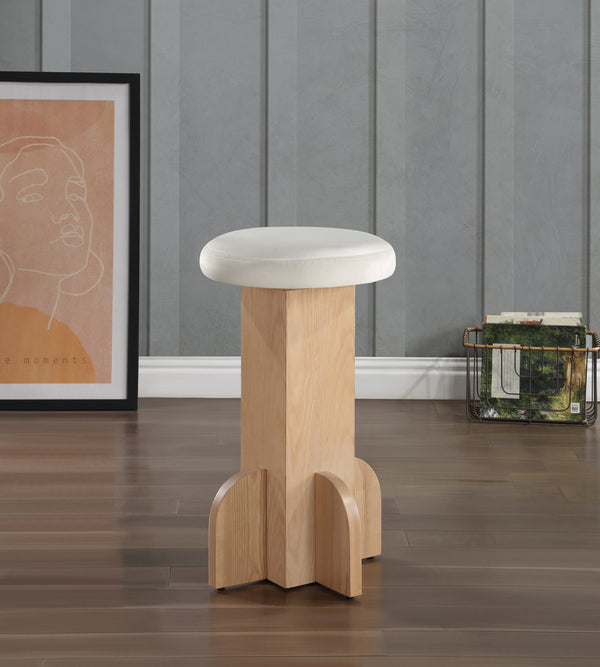 Wyatt Cream Velvet Stool 717Cream-C Meridian Furniture