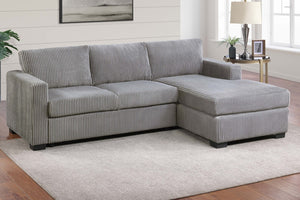 English Elm L-shaped Corduroy Sectional with Chaise Square Arms Modern Living Room Sofa Light Gray B011P430090