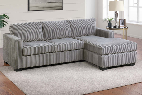 English Elm L-shaped Corduroy Sectional with Chaise Square Arms Modern Living Room Sofa Light Gray B011P430090