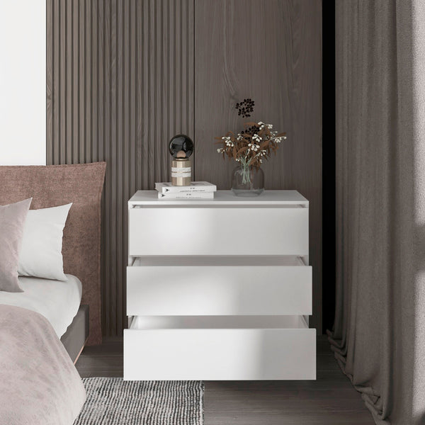 English Elm White 3-Drawer Dresser with Sleek White Finish, Spacious Storage & Chic Top Display for Any Room B062P175075