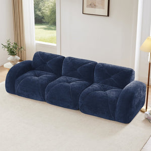English Elm 110''boneless Velvet Sectional Sofa Modular Cloud Seating with Tufted Cushions for Living Rooms Blue W714S01619