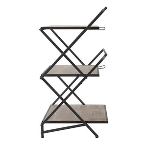 English Elm 34.3x16.9x32.7" Three Tier Fir Wood Iron Shelf Industrial Storage and Planter Stand W2078P499748