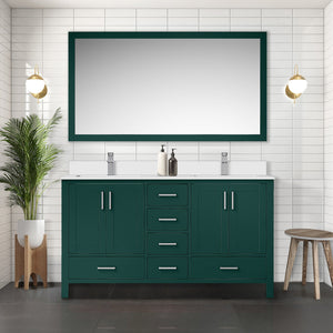 English Elm Green Double Bath Vanity 60in W x 22in D with Cultured Marble Top, Solid Wood, Soft-Close Drawers B2731P259095