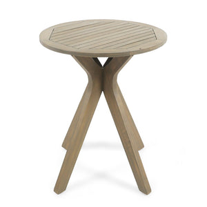 English Elm Stamford Solid Acacia Round Side Table Slatted X-base Design for Patio or Living Room Grey N770P414166G