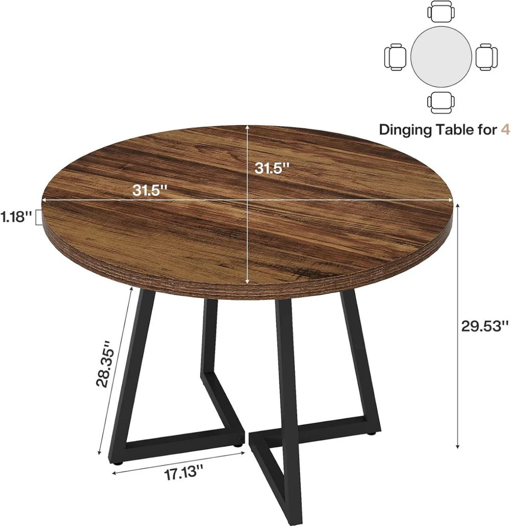 English Elm Round Fluted Drum Base Coffee Table Warm Wood Finish for Modern Farmhouse Living Rooms T3971P463508