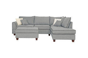 English Elm Beautiful 3-pcs Sectional Sofa with Reversible Chaise and Storage Ottoman Plush Summer Hues Comfort LIGHT GREY 76 L x 35 W x 16 H B011S01055