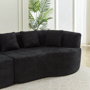 English Elm Curved Chenille Sectional Sofa Oversized Four Seat Cloud Foam Living Room Lounge W3505P355584