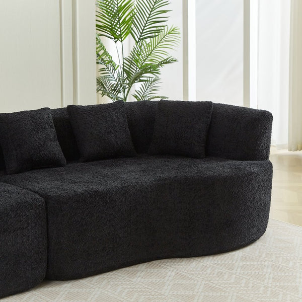 English Elm Curved Chenille Sectional Sofa Oversized Four Seat Cloud Foam Living Room Lounge W3505P355584