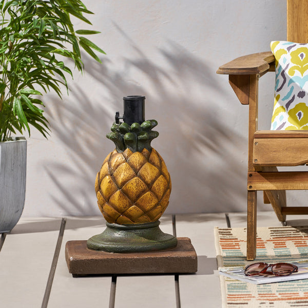 English Elm Christopher Knight Home® - PINEAPPLE Concrete Umbrella Base in Sunny Yellow — Heavy 21.75" x 17.5" Decorative Outdoor Stand 67768.00YLW