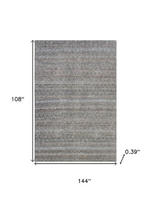 HomeRoots 10' Brown and Beige Striped Area Rug - Washable, UV Protected, Durable for High-Traffic Spaces! 718001