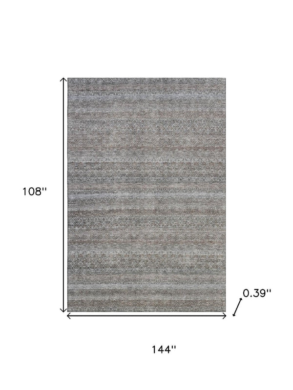 HomeRoots 10' Brown and Beige Striped Area Rug - Washable, UV Protected, Durable for High-Traffic Spaces! 718001