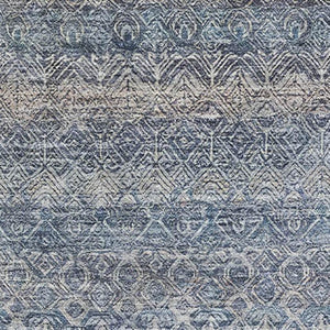 HomeRoots 8' Blue And Beige Striped Round Rug - Washable, Stain Resistant, UV Protected for High-Traffic Areas 718004