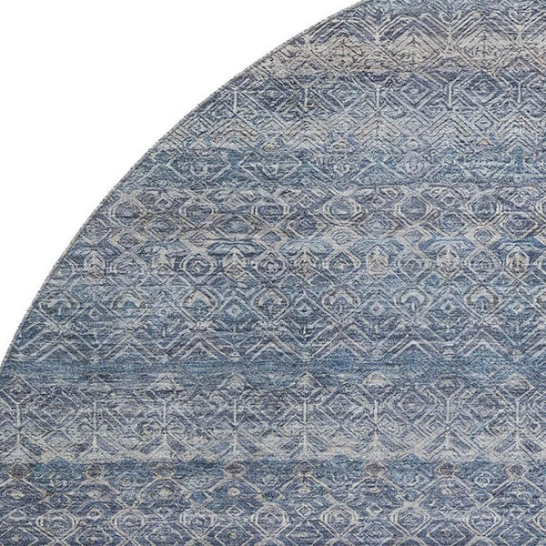 HomeRoots 8' X 10' Striped Washable Area Rug - Blue & Beige, UV Protected, Kid & Pet-Friendly, Durable Design 718005