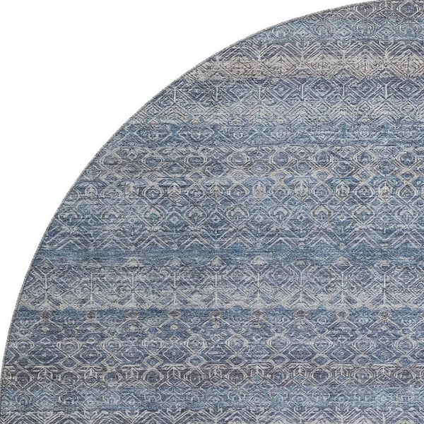 HomeRoots 8' X 10' Striped Washable Area Rug - Blue & Beige, UV Protected, Kid & Pet-Friendly, Durable Design 718005