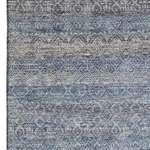 HomeRoots 9' X 12' Striped Area Rug in Blue & Beige - Washable, UV-Protected, Durable for Homes with Kids & Pets 718006