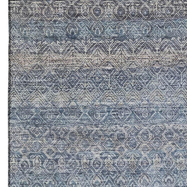 HomeRoots 9' X 12' Striped Area Rug in Blue & Beige - Washable, UV-Protected, Durable for Homes with Kids & Pets 718006