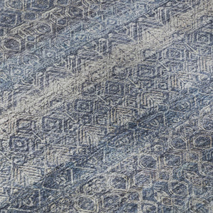 HomeRoots 9' X 12' Striped Area Rug in Blue & Beige - Washable, UV-Protected, Durable for Homes with Kids & Pets 718006