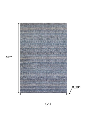 HomeRoots 9' X 12' Striped Area Rug in Blue & Beige - Washable, UV-Protected, Durable for Homes with Kids & Pets 718006