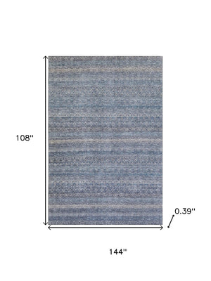 HomeRoots 10' X 14' Blue And Beige Striped Area Rug - Washable, UV Protected, Stain Resistant for Easy Care 718007