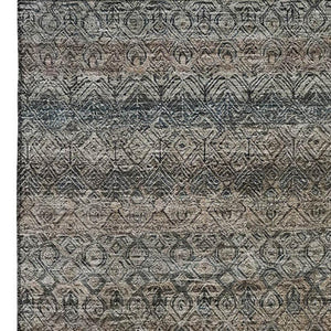 HomeRoots 5' X 8' Chocolate and Gray Striped Area Rug - Washable, UV Protected, Family-Friendly Design! 718009
