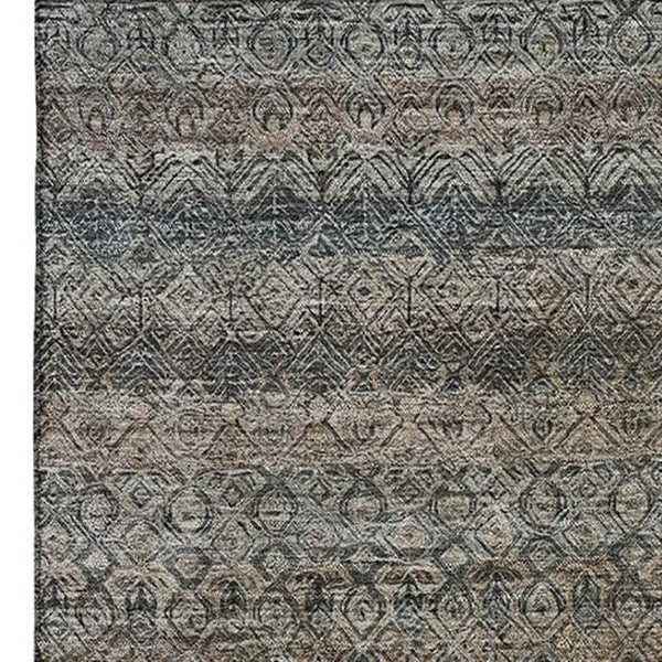 HomeRoots 5' X 8' Chocolate and Gray Striped Area Rug - Washable, UV Protected, Family-Friendly Design! 718009