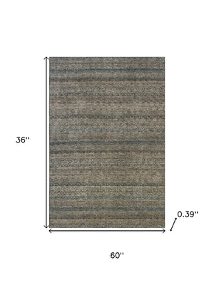 HomeRoots 5' X 8' Chocolate and Gray Striped Area Rug - Washable, UV Protected, Family-Friendly Design! 718009