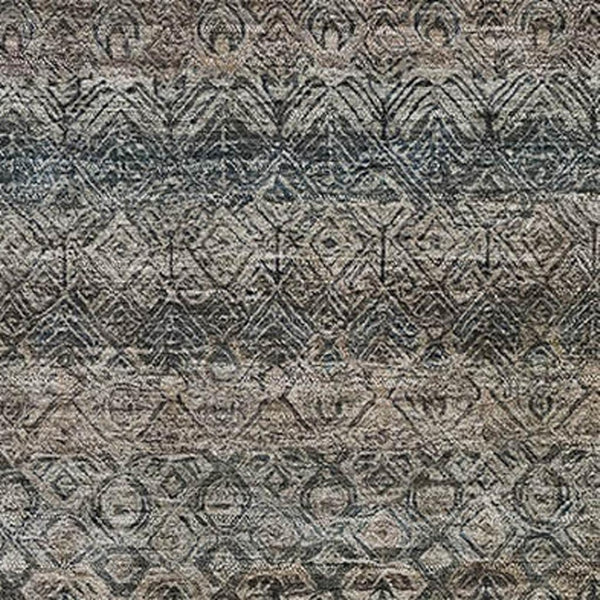HomeRoots 8' Round Washable Rug in Chocolate and Gray Stripes - Durable, UV Protected, Stain Resistant Design 718010