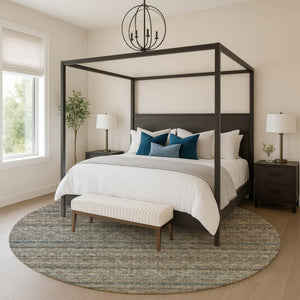 HomeRoots 8' X 10' Chocolate and Gray Striped Washable Area Rug – Durable, Stylish, UV Protected, Easy Care! 718011