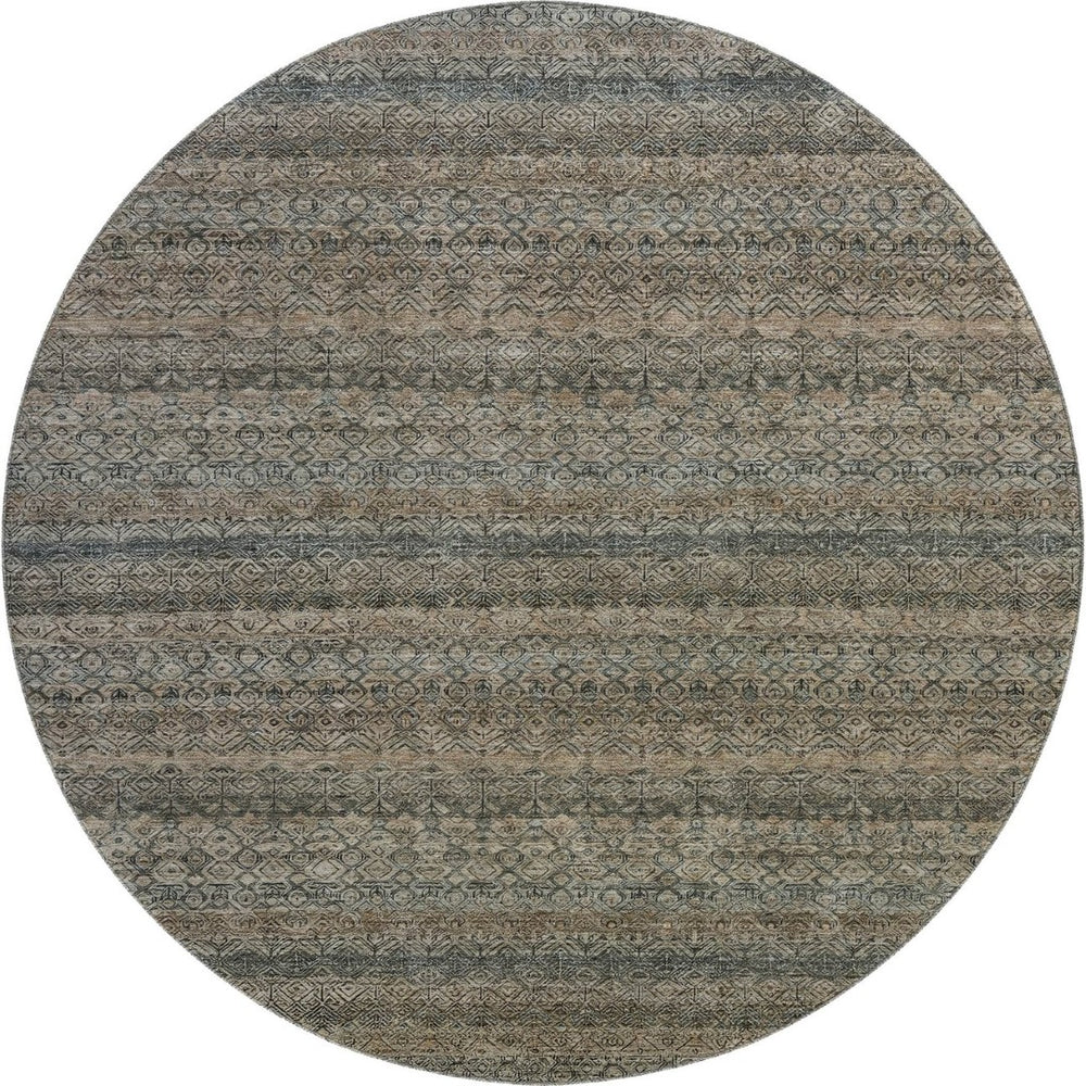 HomeRoots 8' X 10' Chocolate and Gray Striped Washable Area Rug – Durable, Stylish, UV Protected, Easy Care! 718011