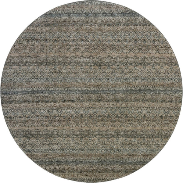 HomeRoots 8' X 10' Chocolate and Gray Striped Washable Area Rug – Durable, Stylish, UV Protected, Easy Care! 718011