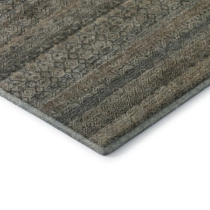 HomeRoots 8' X 10' Chocolate and Gray Striped Washable Area Rug – Durable, Stylish, UV Protected, Easy Care! 718011